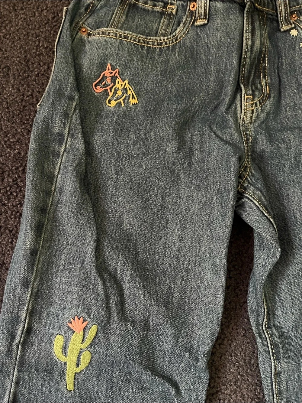 Old Navy Baggy Flare Kids Jeans with Western Embroidery accents